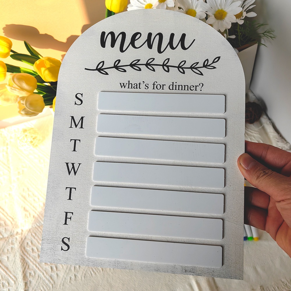 Meal Prep Menu - Practical Magnetic Fridge Meal Planner Wood