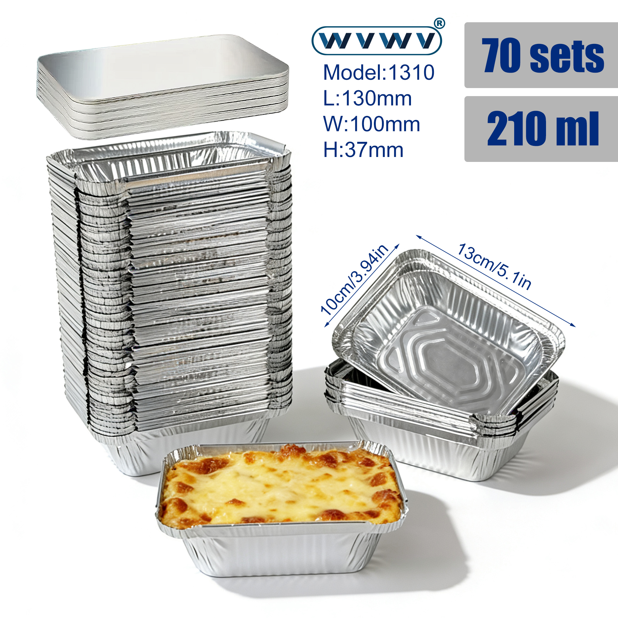 Meal Prep Menu - 70Pcs, 210ml Cake-Shaped Aluminum Foil Baking