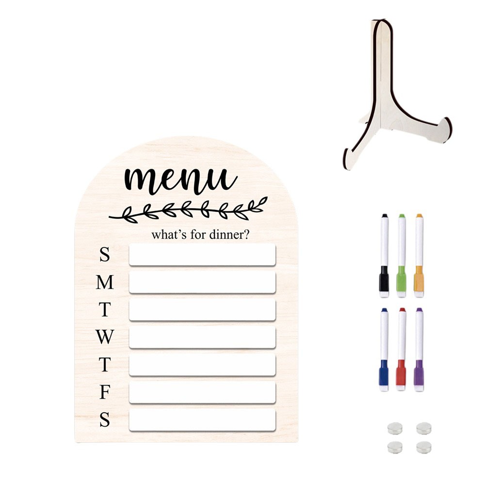 Meal Prep Menu - Practical Magnetic Fridge Meal Planner Wood