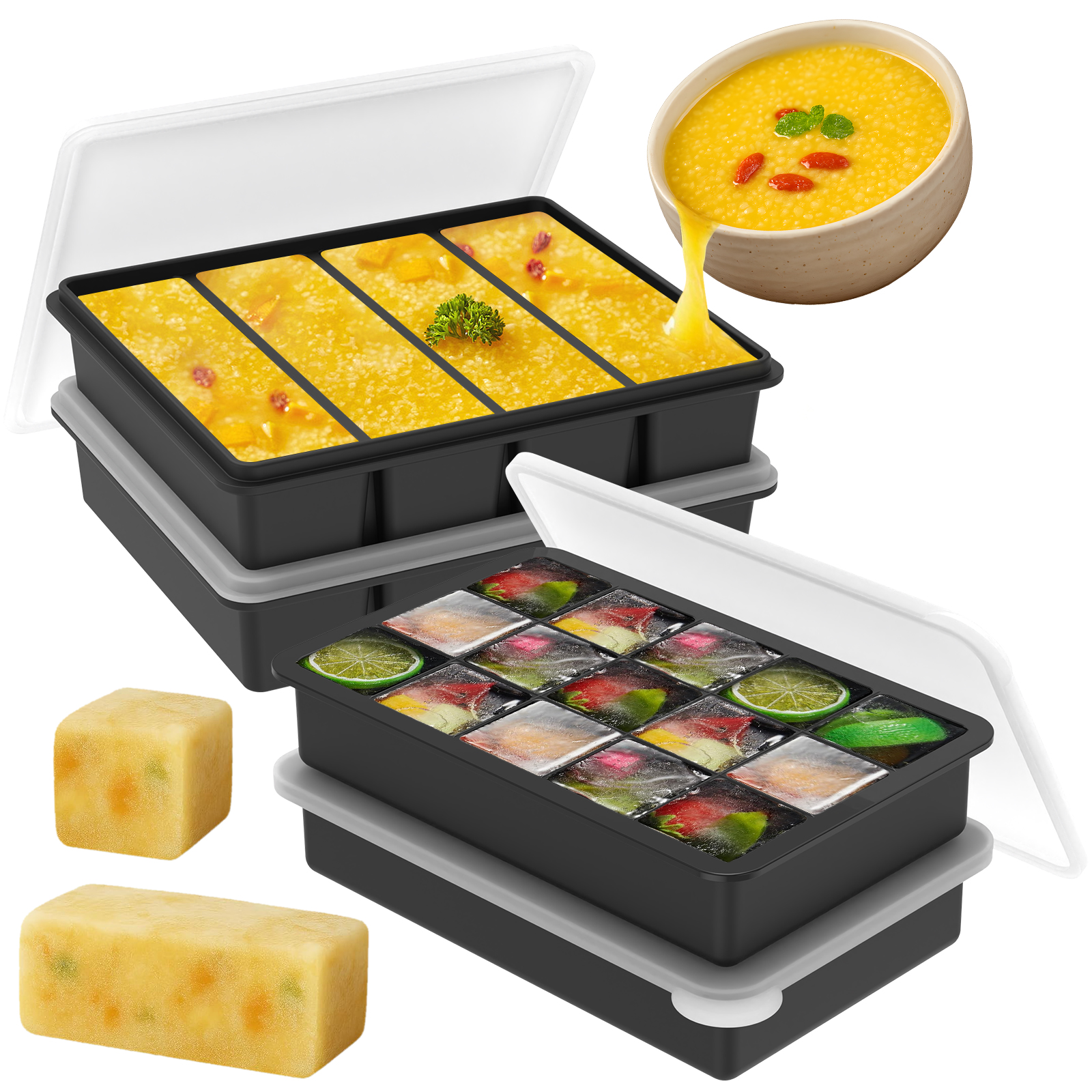 Meal Prep Menu - 4 Pack Silicone Freezer Tray with