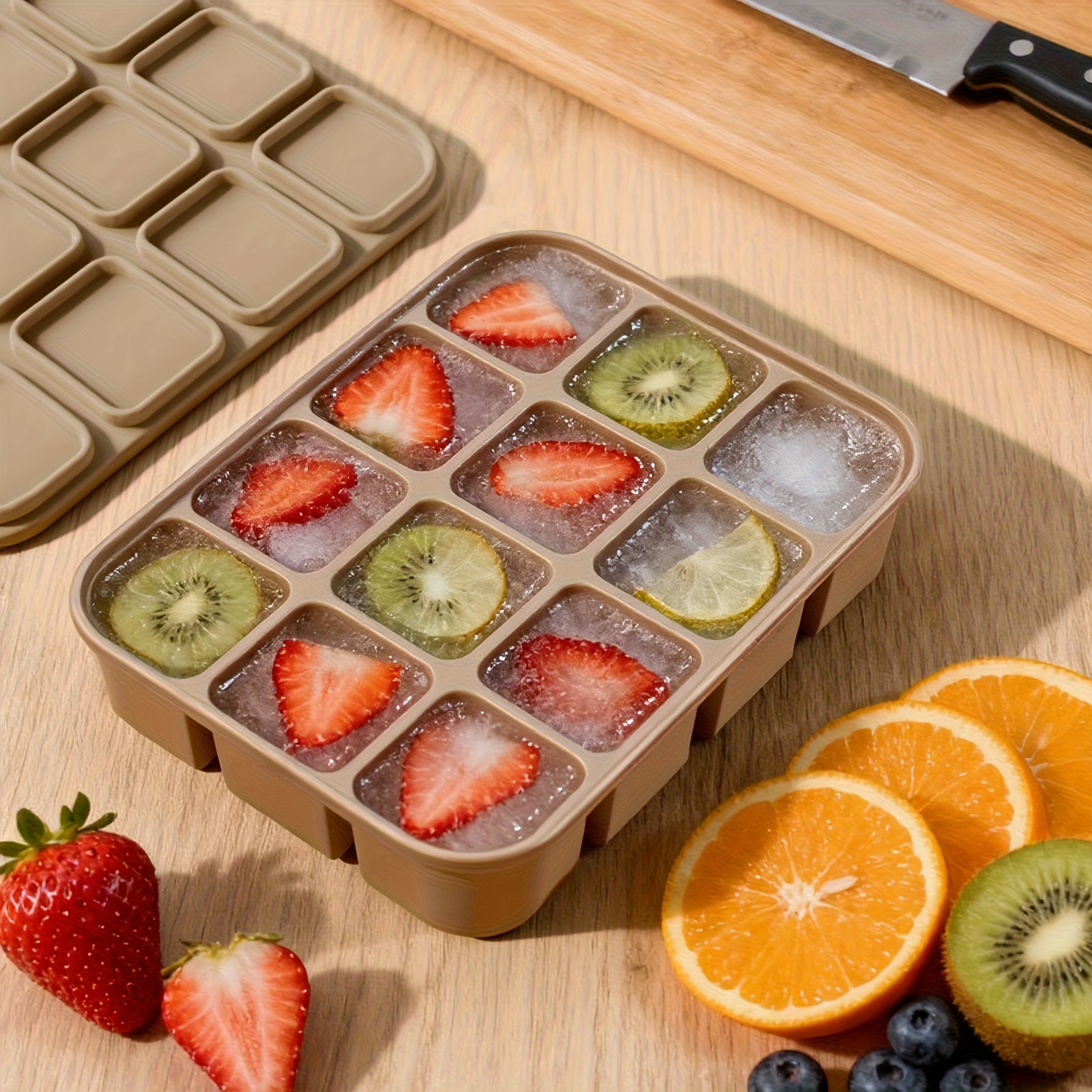 Meal Prep Menu - 12-Cube Silicone Ice Tray with Lid,
