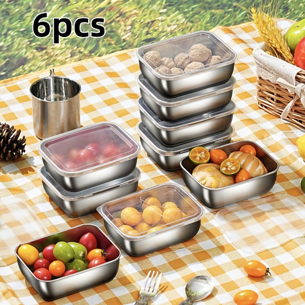 Meal Prep Kit - 6Pcs Stainless Steel Food Containers, Kitchen
