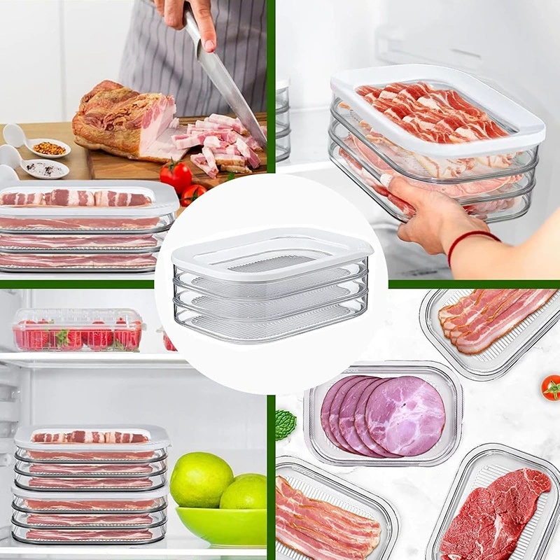Meal Prep For Cutting - Meat Container for Fridge, Stackable Cold