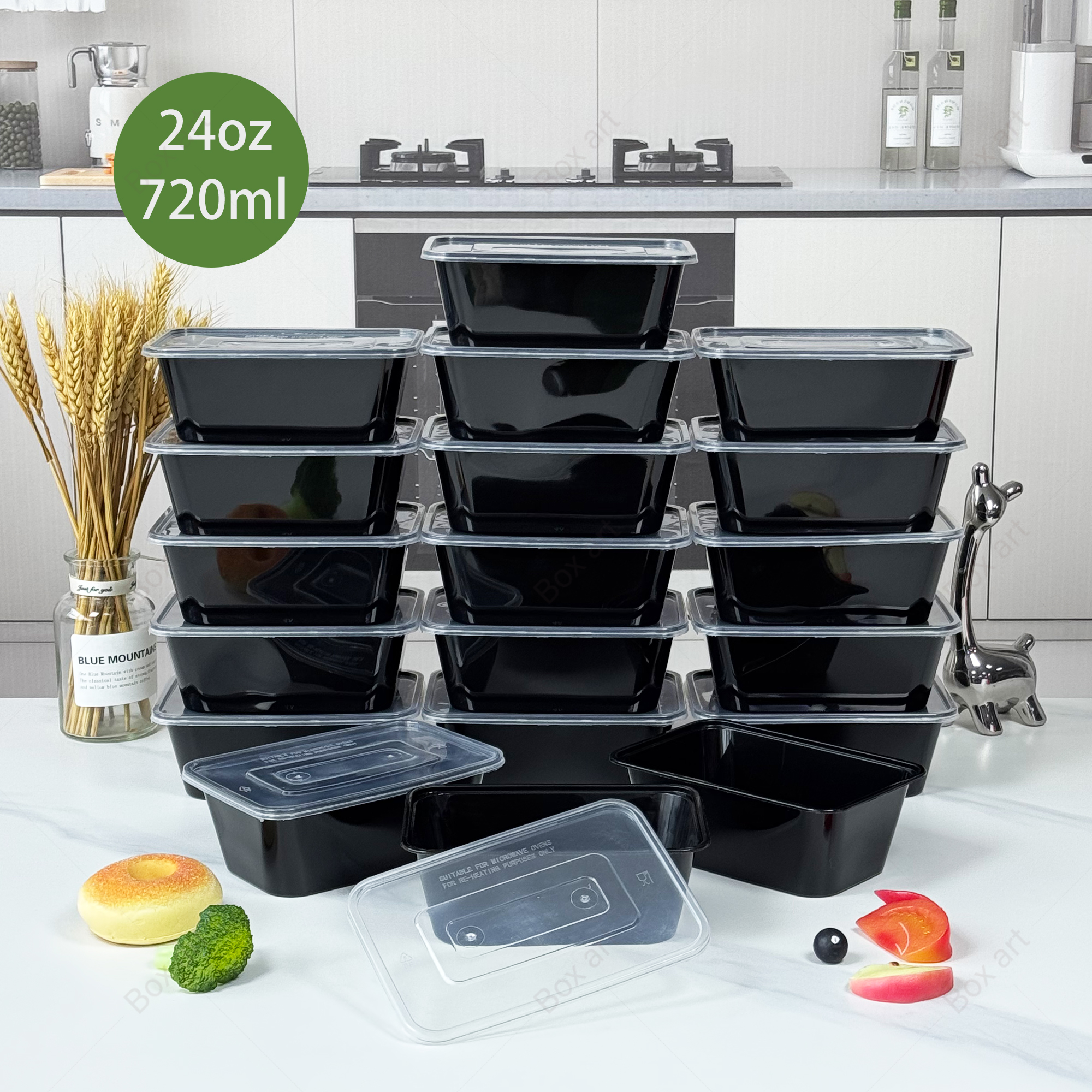 Meal Prep Menu - 15/50Pcs, 720ml Rectangular Meal Prep Containers,