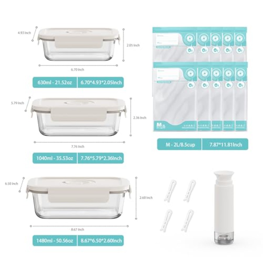 Vacuum Seal Glass Food Storage - Meal Prep Vacuum Seal Containers ulasan dan harga