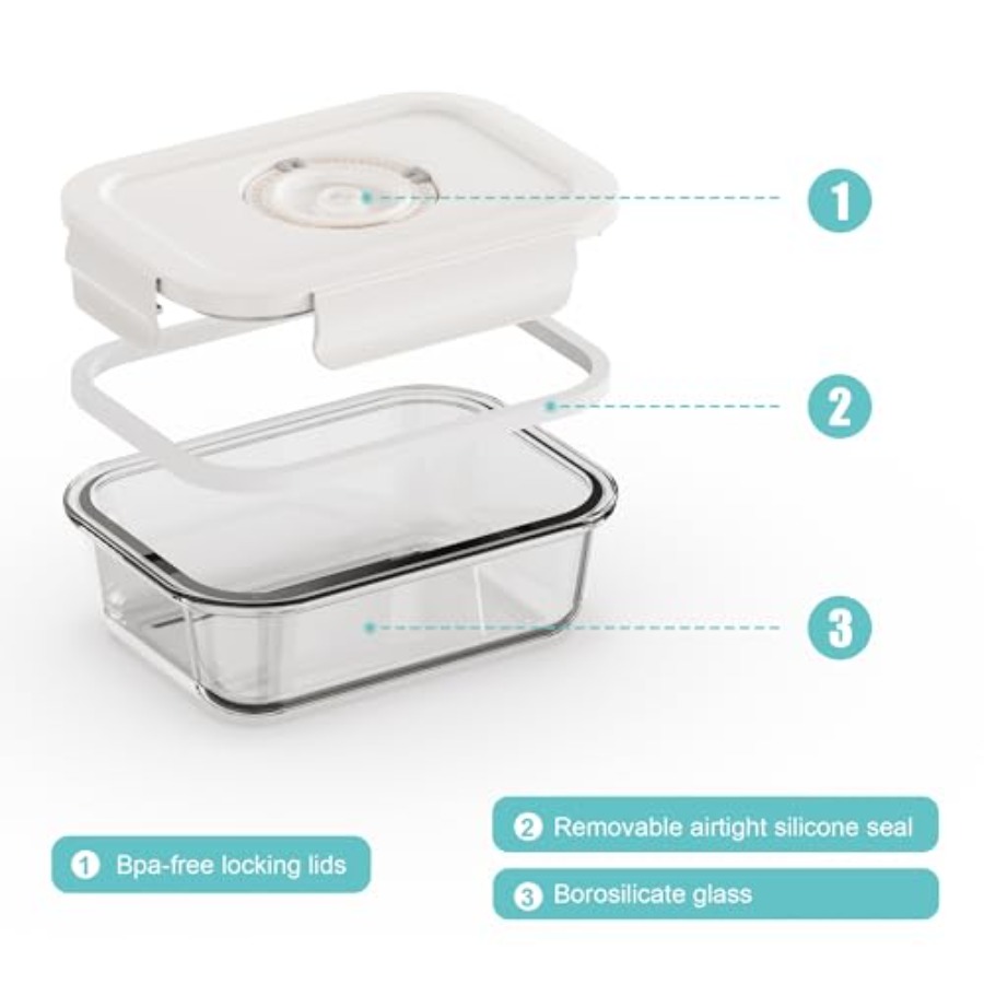 Vacuum Seal Glass Food Storage - Meal Prep Vacuum Seal Containers ulasan dan harga