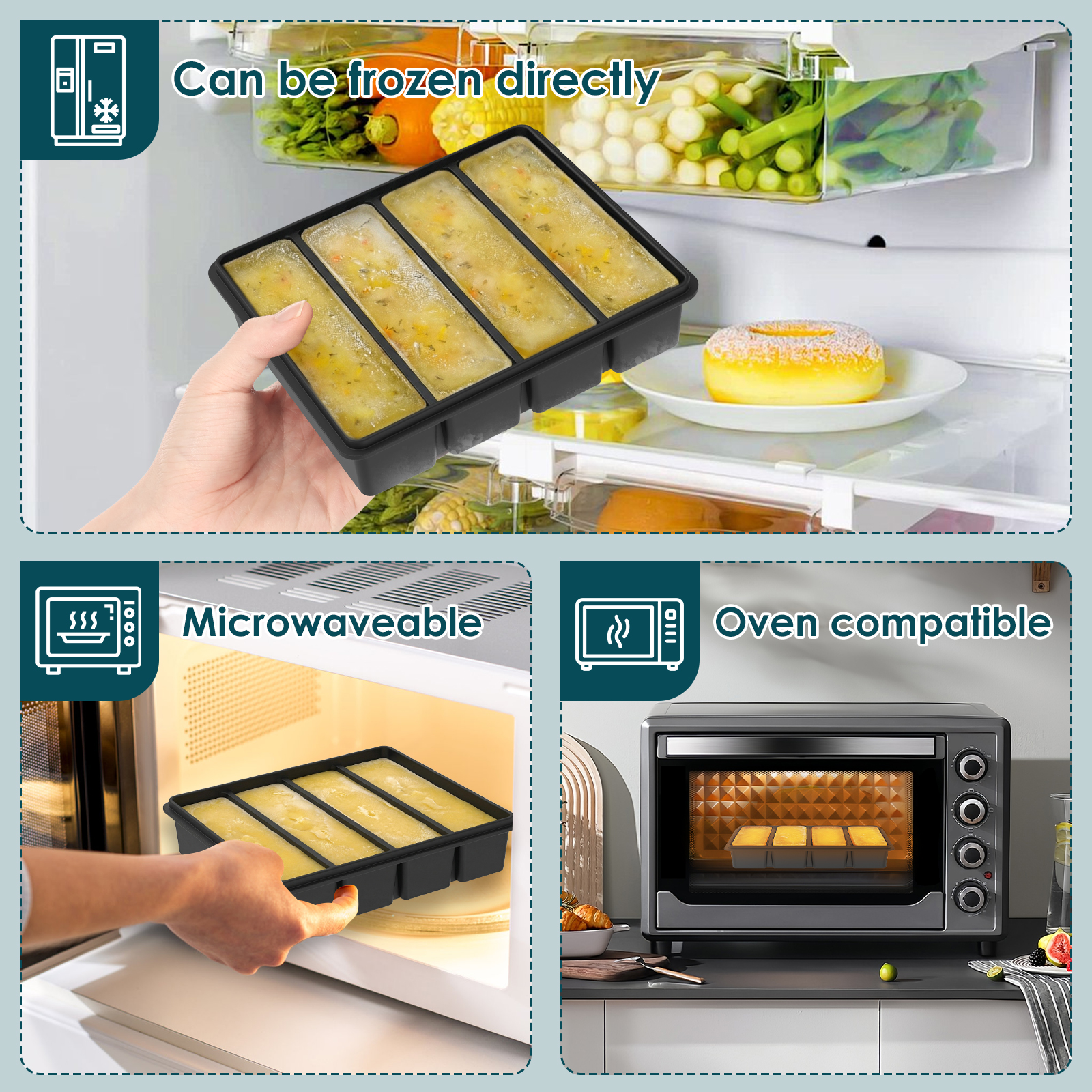4 Pack Silicone Freezer Tray w - Meal Prep Menu ulasan dan harga