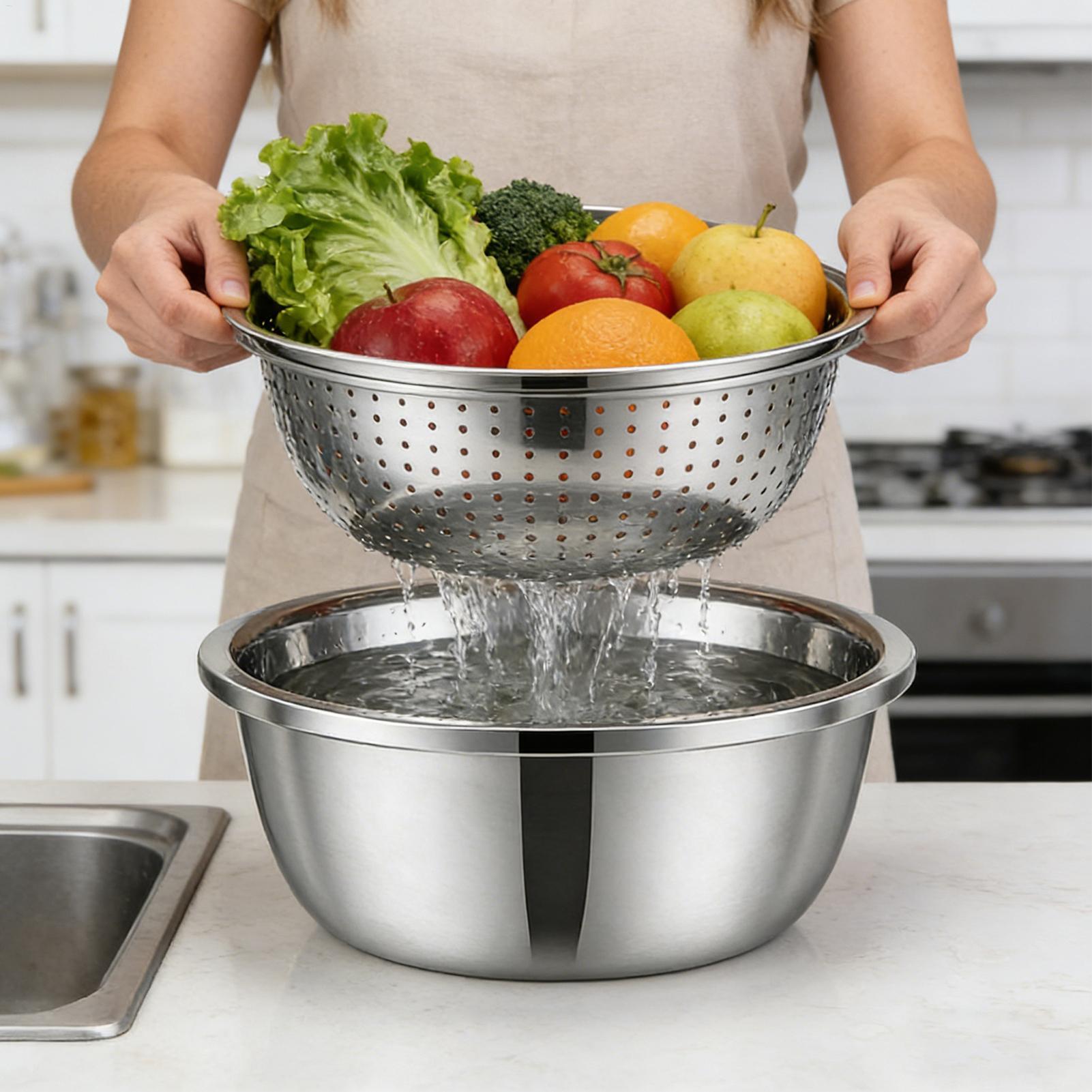 Stainless Steel Colander Strai - Meal Prep Rice ulasan dan harga