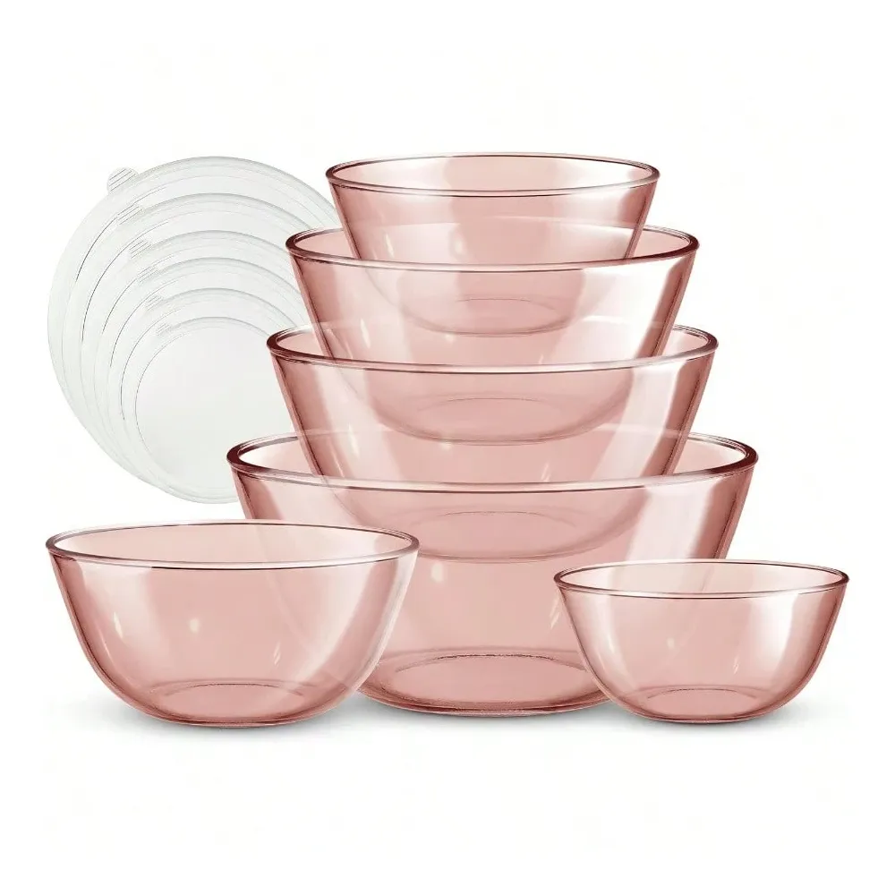Pc Glass Mixing Bowl Set With  - Meal Prep Kit ulasan dan harga