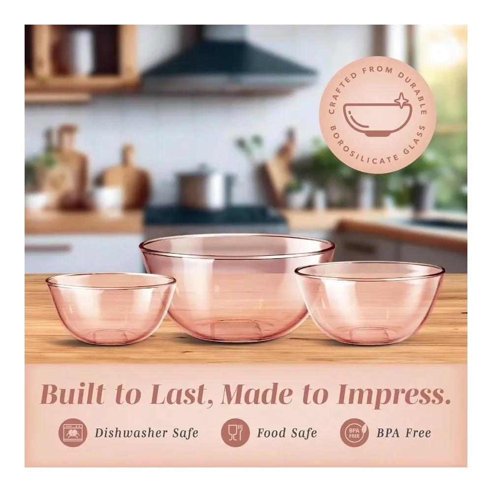 Pc Glass Mixing Bowl Set With  - Meal Prep Kit ulasan dan harga