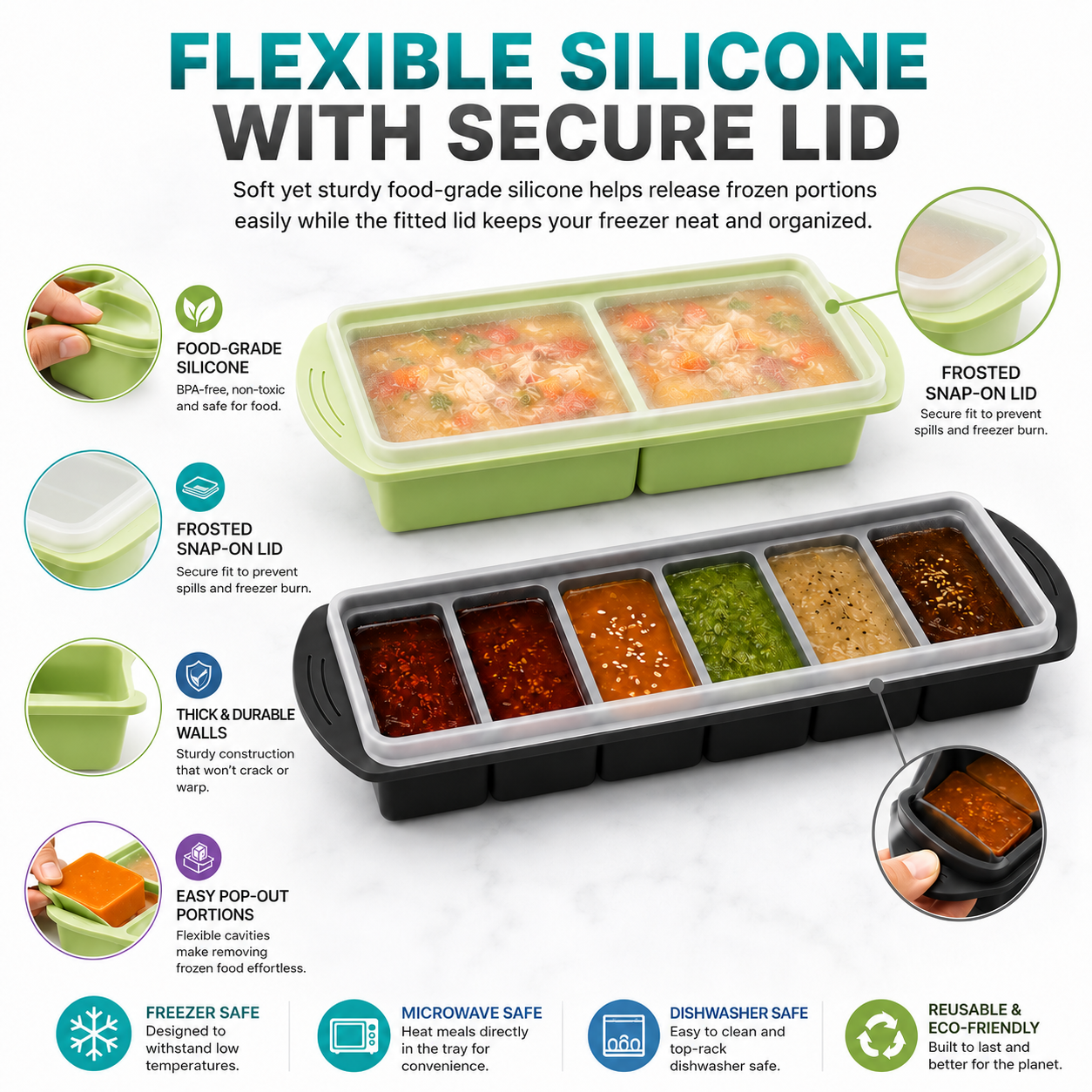 3 Pack Silicone Freezer Trays  - Meal Prep Menu ulasan dan harga
