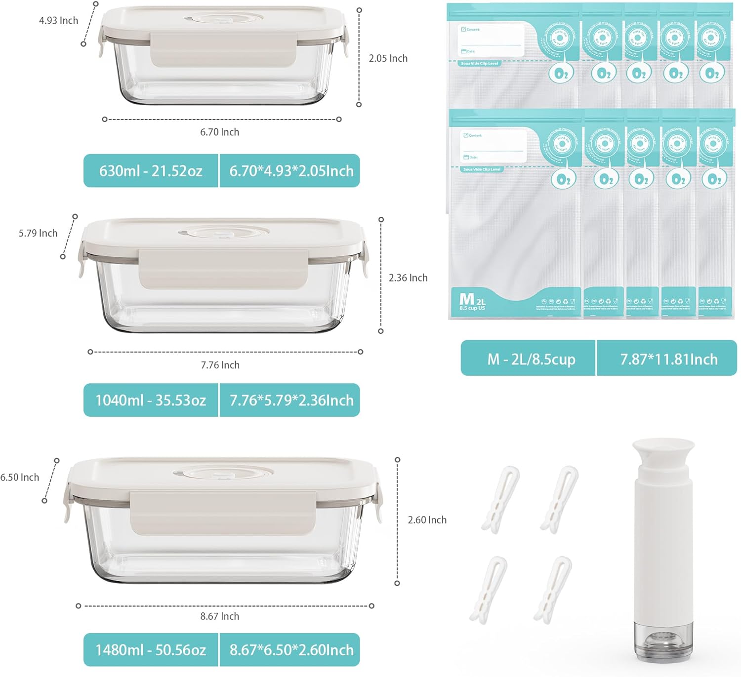Vacuum Seal Glass Food Storage - Meal Prep Vacuum Seal Containers ulasan dan harga